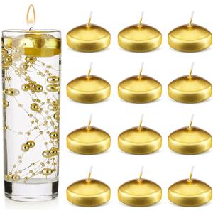 Nuanchu 12 Pieces 1. 65 Inch Floating Candles for Wedding Centerpiece, Small Unscented Floating Round Tealights Metallic Smooth Wax Disc Candles for Graduation Dinner Home Decor(Gold) Nuanchu 12 Pieces 1. 65 Inch Floating Candles for Wedding Centerpiece, Small Unscented Floating Round Tealights Metallic Smooth Wax Disc Candles for Graduation Dinner Home Decor(Gold)