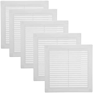 Vent Systems 8" x 8" Inch (Opening Dimensions) - Pack of 5 - Plastic White Soffit Vent Cover - Flat Square Air Vent Grille - Air Vent Deflector - HVAC 10" x 10" Inch (Overall Dimensions)