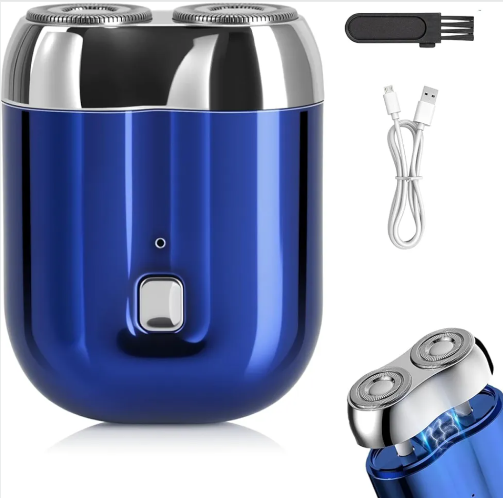 Mini Electric Shaver for Men Women, Pocket Dual Head Shaver, Rechargeable Waterproof Compact Travel Electric Razor, USB Close Battery Portable Razor for car, Travel, Office, Home use (Blue)