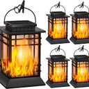 Brightever 4-Pack Solar Lanterns Outdoor Waterproof, 2026 Upgraded Flickering Flame Solar Lantern Outdoor Lights, Solar Powered Hanging Lantern Lights for Outside Patio Garden Yard Table Decor