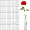 Irenare 300 Pack Flower Water Tubes 3 Inch Reusable Plastic Vials for Flower Arrangements Floral Tubes with Cover Fresh Florist Supplies for Decoration Arrangement Preserving(Clear)
