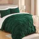 Andency Dark Green Oversized King Comforter Set (120x98Inch), 3 Pieces Lightweight Pinch Pleat Cal King Bedding Comforters & Sets, Oversized Pintuck Soft Fluffy Alternative Bed Set for All Season