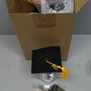 4 Set 2025 Graduation Mason Jars Class of 2025 Grad Cap Topper Centerpieces Money Jars 16 oz with Graduation Caps and Black Gold Raffia Decorations for Congrats Graduate Party Gifts