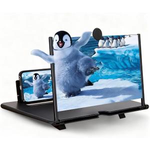 Screen Magnifier Version, 10inch HD Mobile Phone Magnifier Screen Enlarger for Movies Videos Games, Clear, Lightweight Foldable Mobile Phone Holder Compatible with All Smartphones (Black)