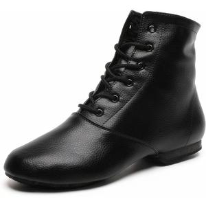 Black Split Sole Jazz Boots Leather Dancing Shoes for Girls Boys (Toddler/Little Kid/Big Kid) (Black)