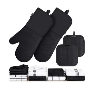 Silicone Oven Mitts Pot Holder Kitchen-Towels100% Cotton Dish Towels for Kitchen,Super Soft and Absorbent Kitchen Hand Towels/Tea Towels.Pot Holder,Oven Mitt Heat Resistant,Silicone Grip,Gift Set