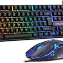 CHONCHOW Gaming Keyboard and Mouse Combo, USB Wired RGB Backlit, Mechanical Feel Anti-ghosting Keyboard 3200DPI Ergonomic Mouse, LED Gaming Set for Laptop PC PS4 Xbox Mac Game Work (RGB-Black)