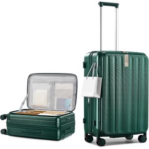 Hanke 24 Inch Expandable Luggage Top Opening Checked Bag Luggage Hard Shell Suitcases with Wheels Lightweight Travel Luggage Medium Suitcase with Lock for Woman Men-Blackish Green