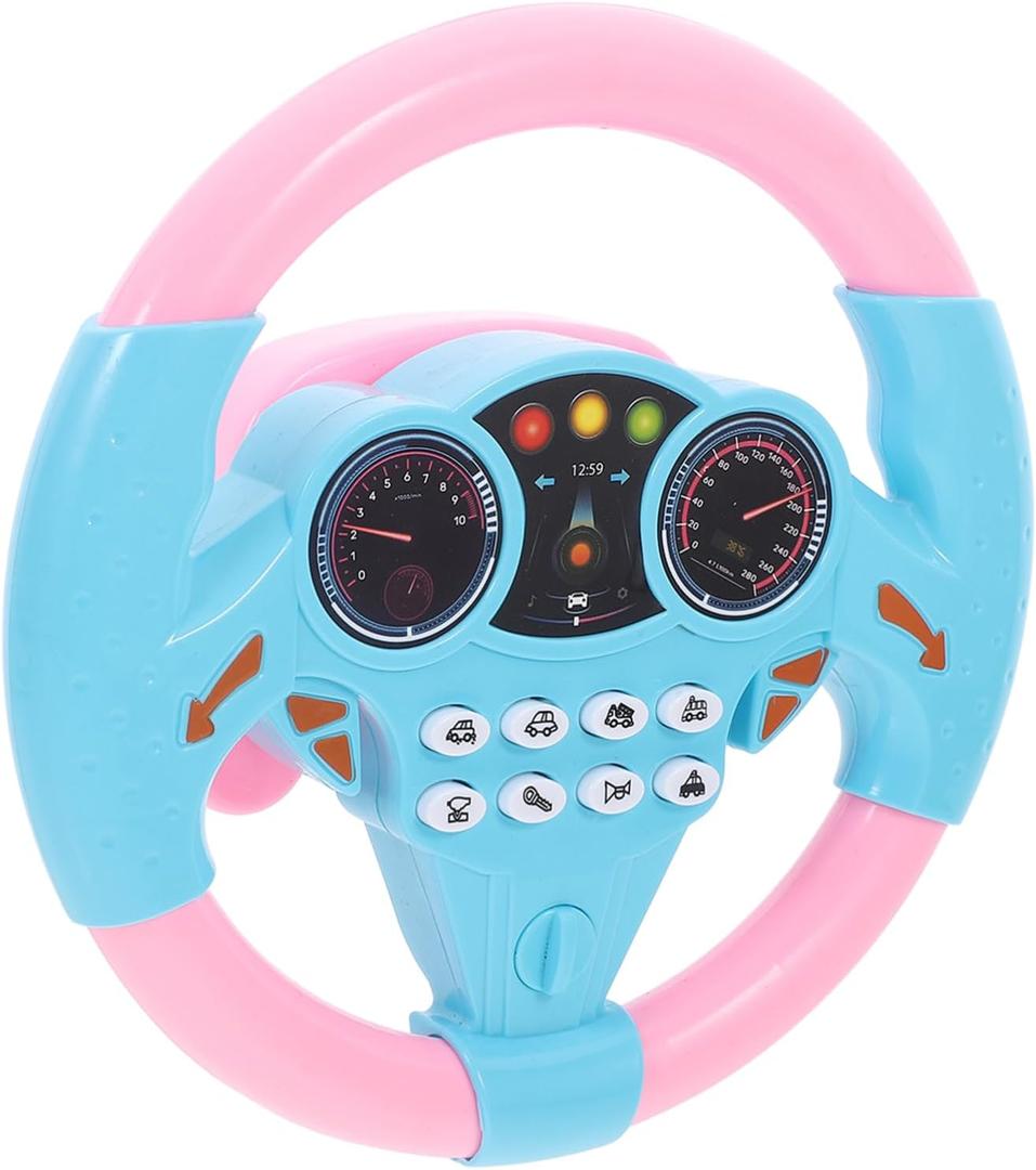 Toyvian Kids Steering Wheel - Toddler Steering Wheel Toy, Simulated Driving Controller, Pretend Driving Toy with Light Music for Boys Girls (Pink)