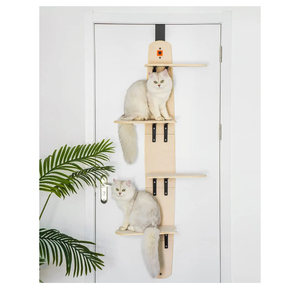 MEWOOFUN 4Levels Door Hanging Cat Climber Door Mounted Vertical Cat Tree Tower with Carpeted Plank for Indoor Cats (Door Mounted67.3" H X 22.3" L X 10.5”W)