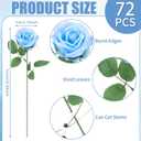 72 Pcs Artificial Roses Aqua Blue Fake Silk Roses Realistic Roses Faux Flower Indoor Wedding Home Decor, Birthday Decorations