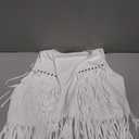 ensswliz Women Fringe Vest 70s Hippie Costume Sleeveless Rivets Tassel Open Front Faux Suede Waistcoat Western Vest, XL