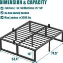 Yitong Angel Full Size Bed Frame, 18 Inch Heavy Duty Support 3500 lbs Metal Platform, No Box Spring Needed/Noise Free/Non-Slip/Steel Slat Support/Easy Assembly