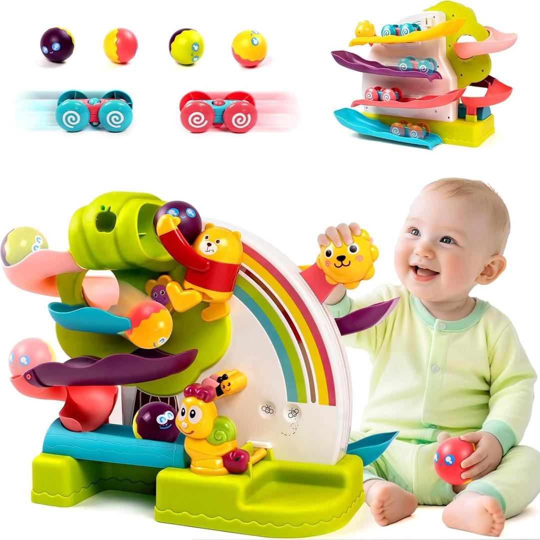 Marstone Toddler Toy for 1 Year Old Boy Gifts: 2-in-1 Ball Drop and Car Ramp Race Track, Educational Activity for 1 2 3 Year Old Boys Girls, 1st Birthday Baby Musical Toys for Cause Effect Learning