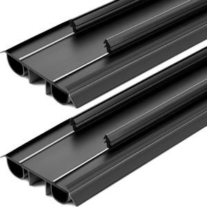 Pushglossy 2 Pcs 36" Double Bubble and Fins Door Sweep 1-3/4" Wide Vinyl Weatherstrip Seal for Exterior Doors Energy Efficient Draft Stopper Easy Slide in Installation Blocks Dust/insects/noise(Black)