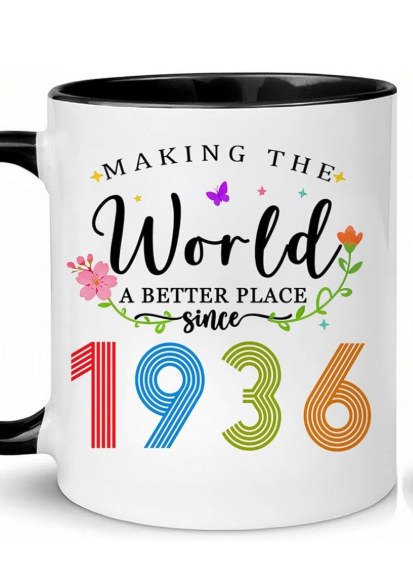 Choinn 1936 90th Birthday Gifts for Women Men, Turning 90 Years Old Birthday Gift Coffee Mug for Mom, Dad, Grandma, Grandpa, 90th birthday Gifts Ideas, Fathers Day Mothers Day Christmas 11oz Cup