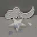 Stars Moon Clouds Logo Night Light, Plastic, White, Decorative Art Lamp