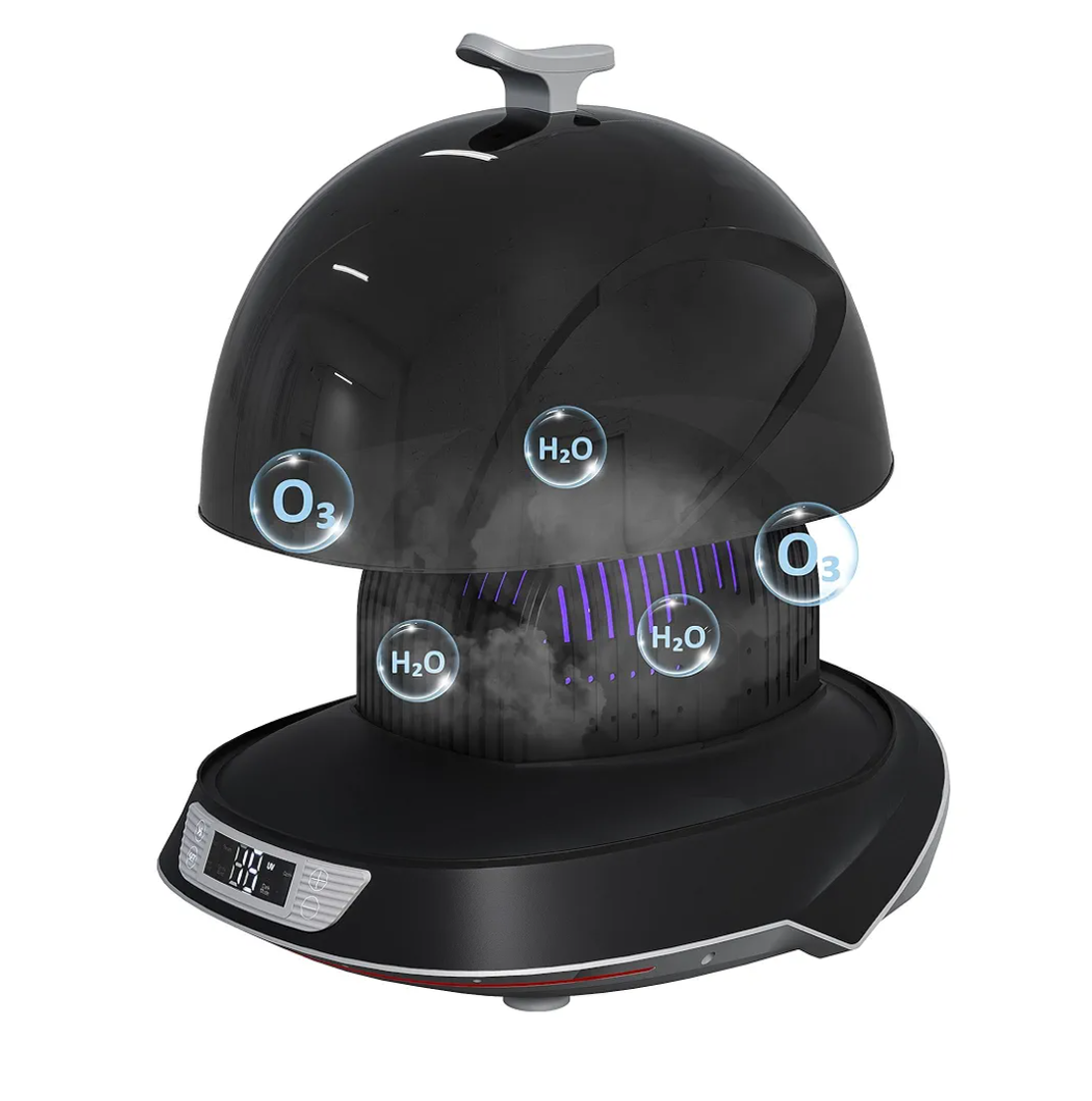 Sunvivi Helmet & Cap Care Machine, Black Hat Helmet Care Machine with Steam Iron, UV, Ozone & 3-Color Lighting, Restore Misshapen Cap Shape, Helmet Hat Cleaner for Various Hats and Helmets, Black