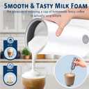 Huogary Milk Forther Simple Milk Frother and Steamer 2-in-1 Milk Steamer with Hot Milk Foam and Hot Milk for Latte, Macchiato, Cappuccinos, White Medium
