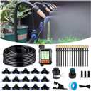 66FT Drip Irrigation Kit, Automatic Garden Watering System with Tool-Free Quick Connectors, 360° Bending Droppers & Copper Misting Nozzles for Greenhouse, Patio, Lawn & Vegetable Garden. (20M)