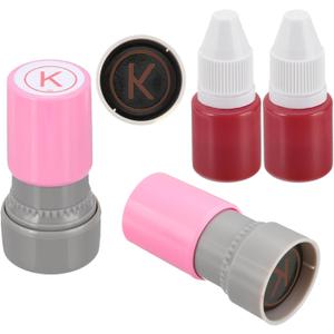 PATIKIL Letter Stamps Self Inking, 2Pcs Alphabet K Character Teacher Ink Initial Stamp with Refill Ink for Class Notebook Scrapbooking DIY Craft, Pink