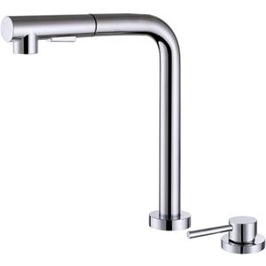 SUMERAIN 2 Hole Kitchen Faucet with Pull Out Sprayer Chrome, Front Window Kitchen Sink Faucet with Side Single Handle