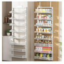 Asoibopi 8Tier Adjustable Over the Door Pantry Organizer with 2 Sets Hooks Fits Most Doors, Hanging Spice Rack for Pantry Door Organizer And Storage, White