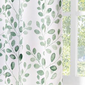MYSKY HOME Green Botanical Leaf Curtains 84 inch Long 2 Panels Set Spring Curtains Patio Eucalyptus Leaf Pattern Grommet Thermal Insulated Drapes for Living Room Bedroom Farmhouse Country