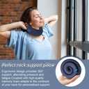 Travel Pillow with Heat, Vibration Massage, Portable Rechargeable Adjustable Airplane Neck Pillow, with Headrest Support for Head, Neck, and Chin for Pain Relief at Home, Car, Office, Travel