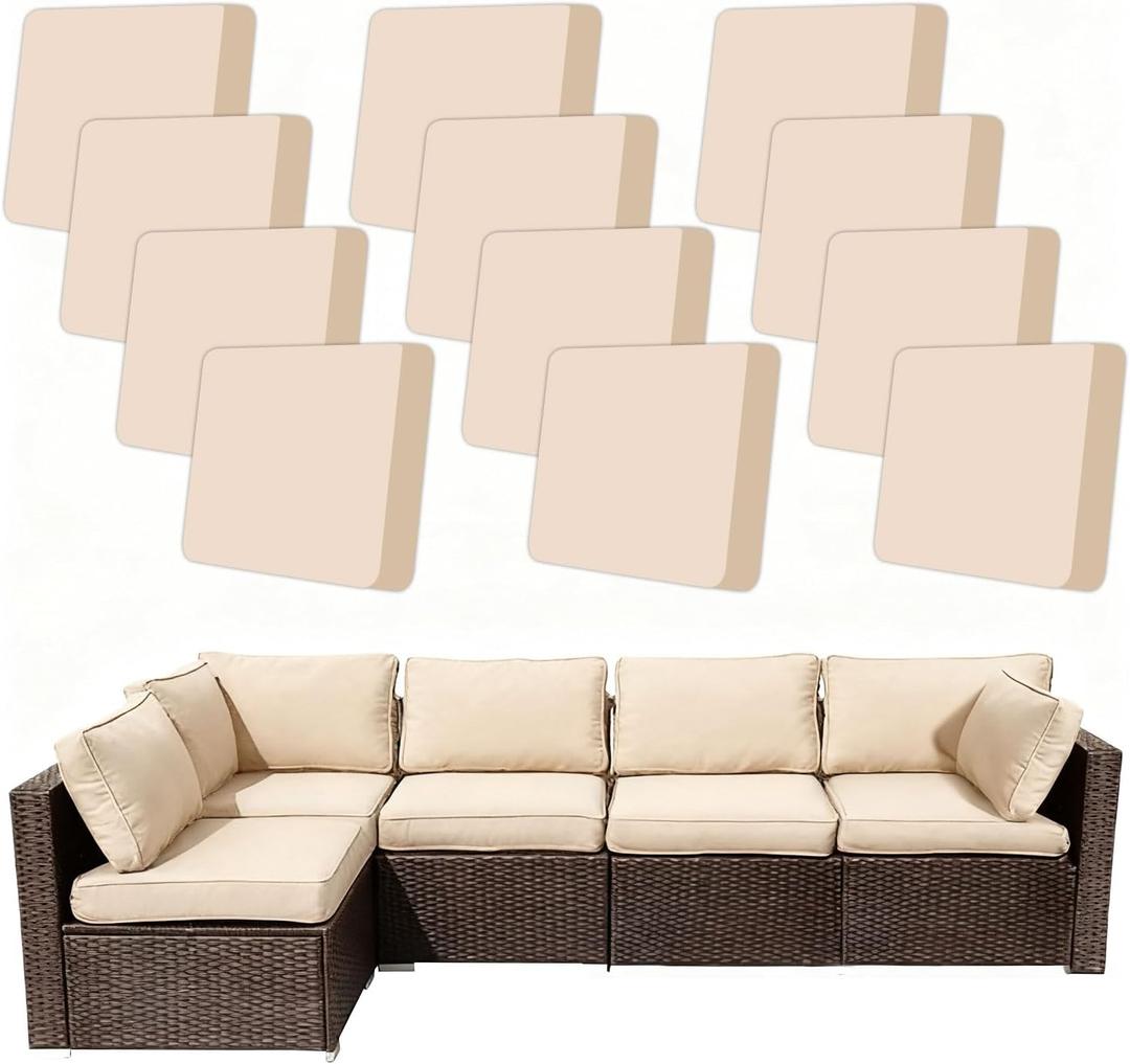 12 Pcs Patio Outdoor Cushion CoversWaterproof Stretch Cushion Covers ReplacementCushion SlipcoversWashable Individual Couch Slipcovers Set Furniture Protector for Pets(20-27 Inch,Peach)