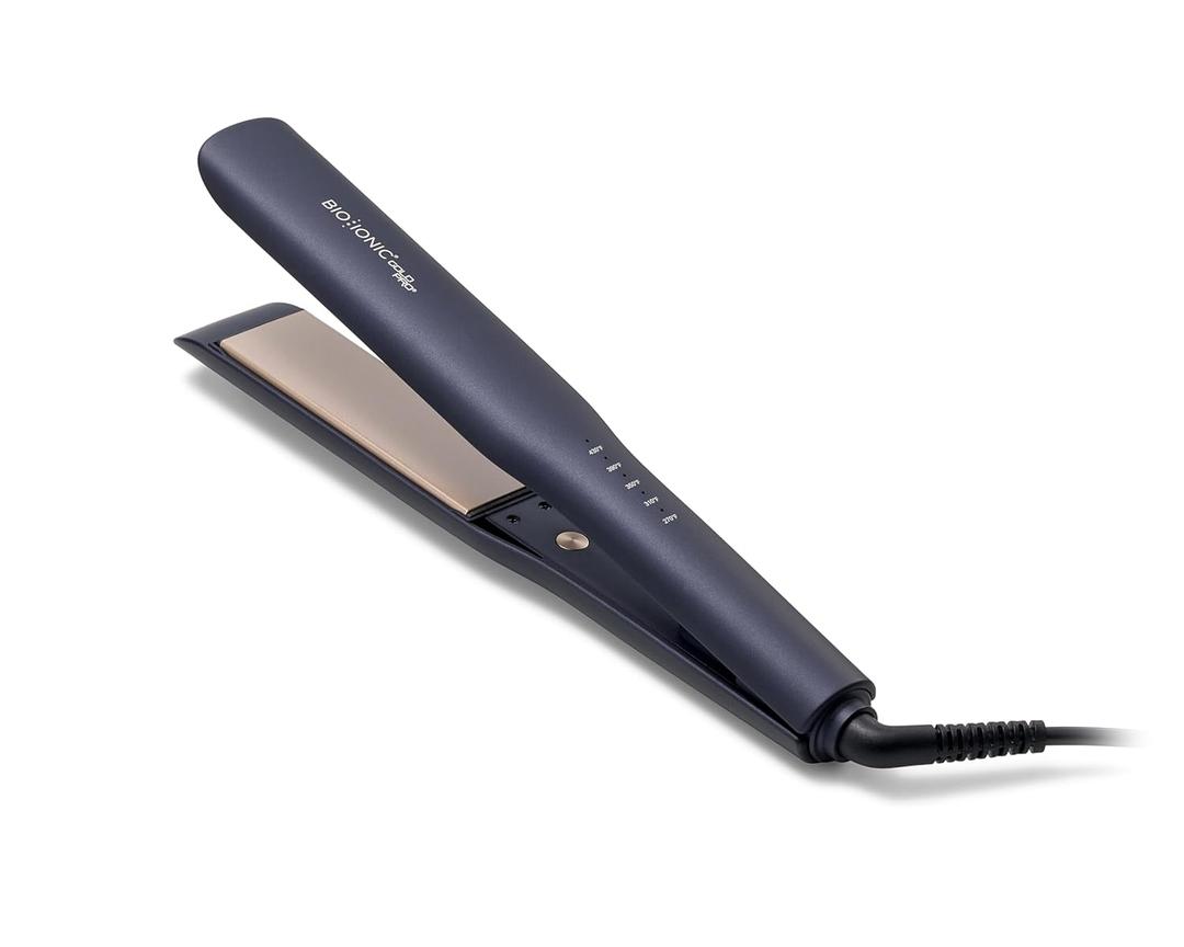 Bio Ionic GoldPro Hair Straightener, Blue, Moisturizing Heat Technology & 24K Gold MX, Hair Straightening Iron for Sleek Styles & Flat Iron Curls, 40% Longer Plates, Adjustable Heat (1.5 Inch)