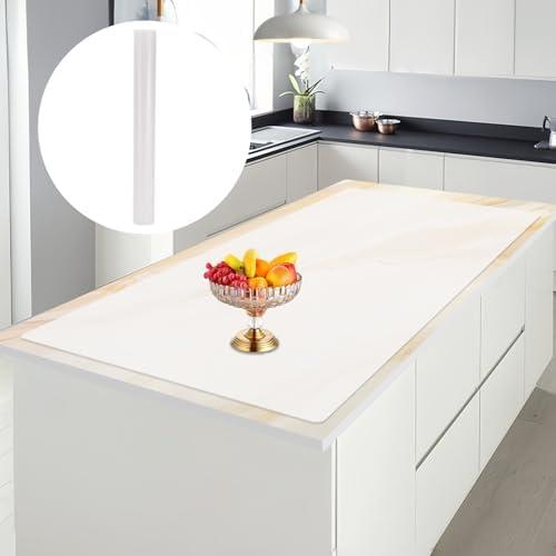 Silicone Mat for Kitchen Countertop, 47.2" x 23.6" Extra Large Quartz Countertop Protector, Waterproof Heat Resistant Mat, Non-slip & Multipurpose, Shipped Rolled Up, No Creases-White Translucent