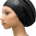 SOUL CAP - Large Swimming Cap for Long Hair - Designed for Long Hair, Dreadlocks, Weaves, Hair Extensions, Braids, Curls & Afros - Women & Men - Silicone (Medium, Black)