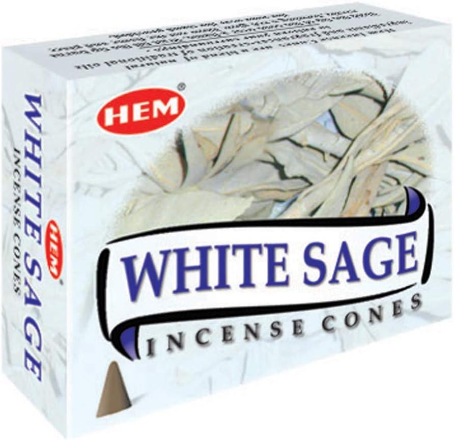 White sage cones pack of 12 ,10 cones Each Total 120 cones -HEM INCENSE