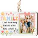 6 x Family Ornament 2025  Gift for Christmas Family, A Little Bit of Crazy, A Little Bit of Loud, and a Whole Lot of Love Quote  Rustic Farmhouse Keepsake with Photo Frame for Christmas Tree
