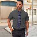 COOFANDY Mens Short Sleeve Shirts Casual Button Down Dress Shirts Summer Untucked Shirt Dark Grey, L