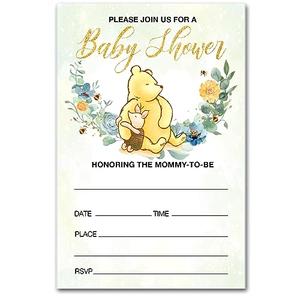 Winnie the Pooh Baby Shower Party Invitations Floral Pooh Bear Baby Shower Party Invites (20 Cards with Envelopes)