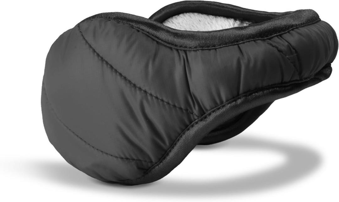 180s Women's Down Winter Ear Warmers | Behind-the-Head Adjustable & Foldable Earmuffs (Black)