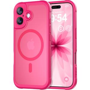 Thomo Magnetic for iPhone 17 Case, [Compatible with Magsafe] [Full Camera Protection] Translucent Matte Military Grade Shockproof with Anti-Fingerprint Phone Cover 2025, Hot Pink