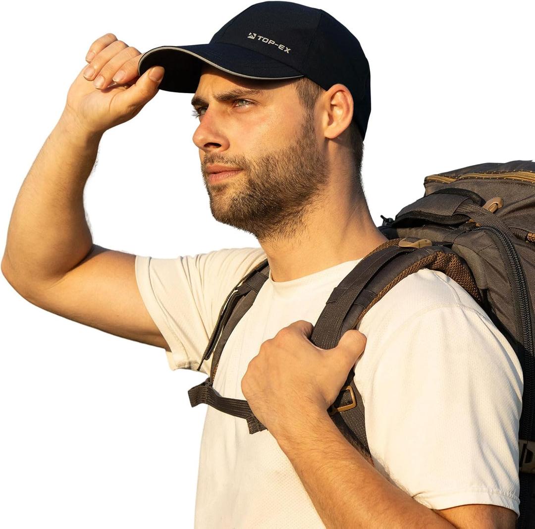 TOP-EX Oversize Baseball Cap Waterproof Running Hat for Extra Large Heads Men (Black)