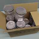 novelinks 8 oz Clear Plastic Jars with Airtight Lids, 16 Pack Plastic Mason Jars with Lids 8oz, Refillable Storage Slime Containers & Small Spice Jar for Kitchen Organization (16 Pack,Rose Gold)