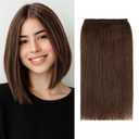 S-noilite Clip in Hair Extensions for Short Hair - 100% Real Human Hairpieces for Women With Thinning Hair - 1PCS 2 Clips, 8g, 4Inch - Medium Brown