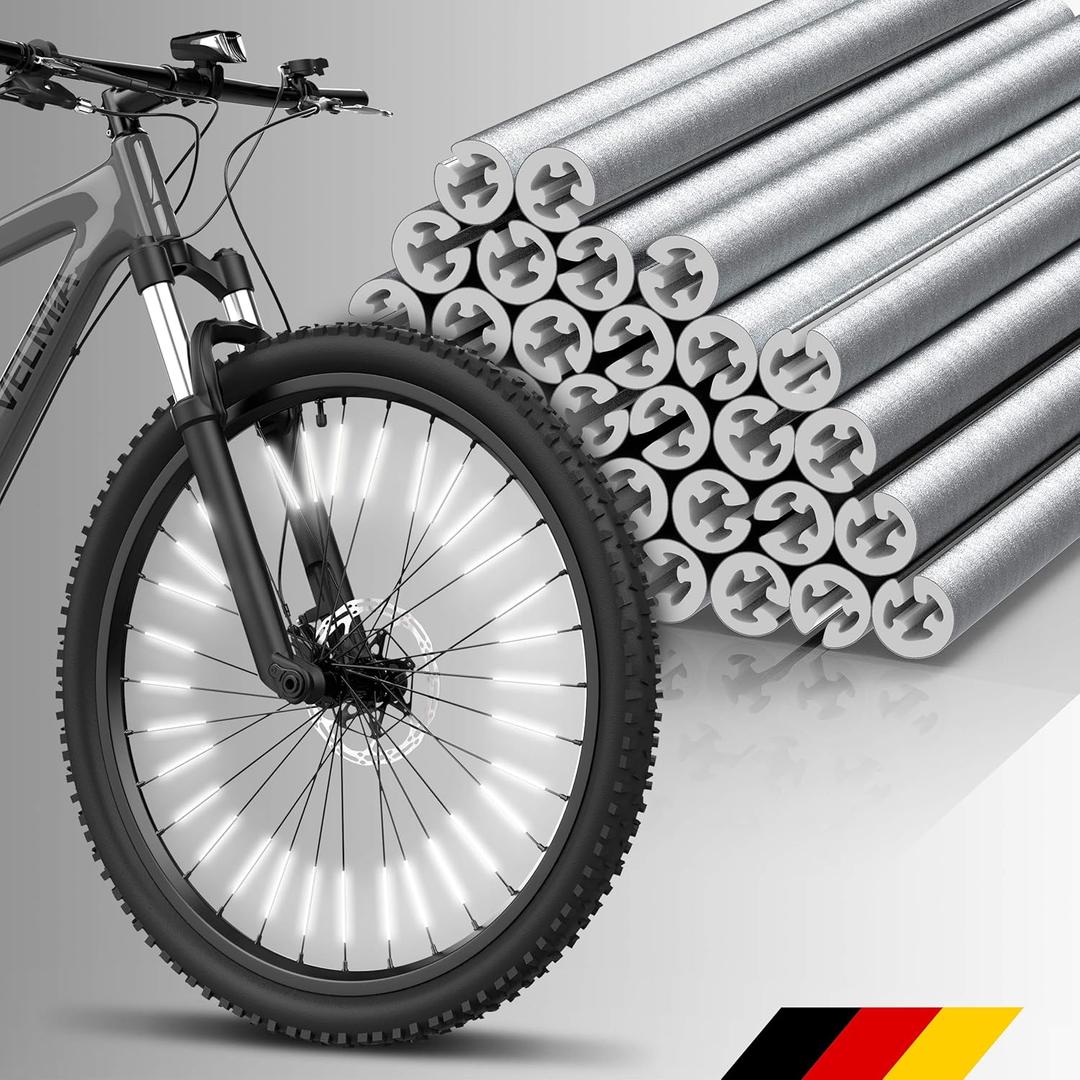 VELMIA Spoke reflectors [72 Pieces] - 360 Visibility and Easy mounting - Bicycle Spoke reflectors Made of Reflective Material - Bike Spoke Skins