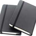 ZZTX 2 Pack Small Pocket Notebook 3.5" x 5.5" Hardcover Lined Paper Mini Notepad with Black Leather Sketchbook Composition Notebook