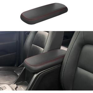 Car Center Console Armrest Cover for 2015-2022 Chevy Colorado/GMC Canyon Leather Anti-Scratch Central ArmRest Box Lid Seat Cover Protector Cushion Interior Accessories-Red Stitches