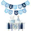 1/2 Brthday Halfway to One Baby Boy Banner Half Way Decorations