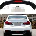 munirater Rear Trunk Spoiler Wing Lip SI Style Black with Brake Light Replacement for Civic 4 Door 2012-2015