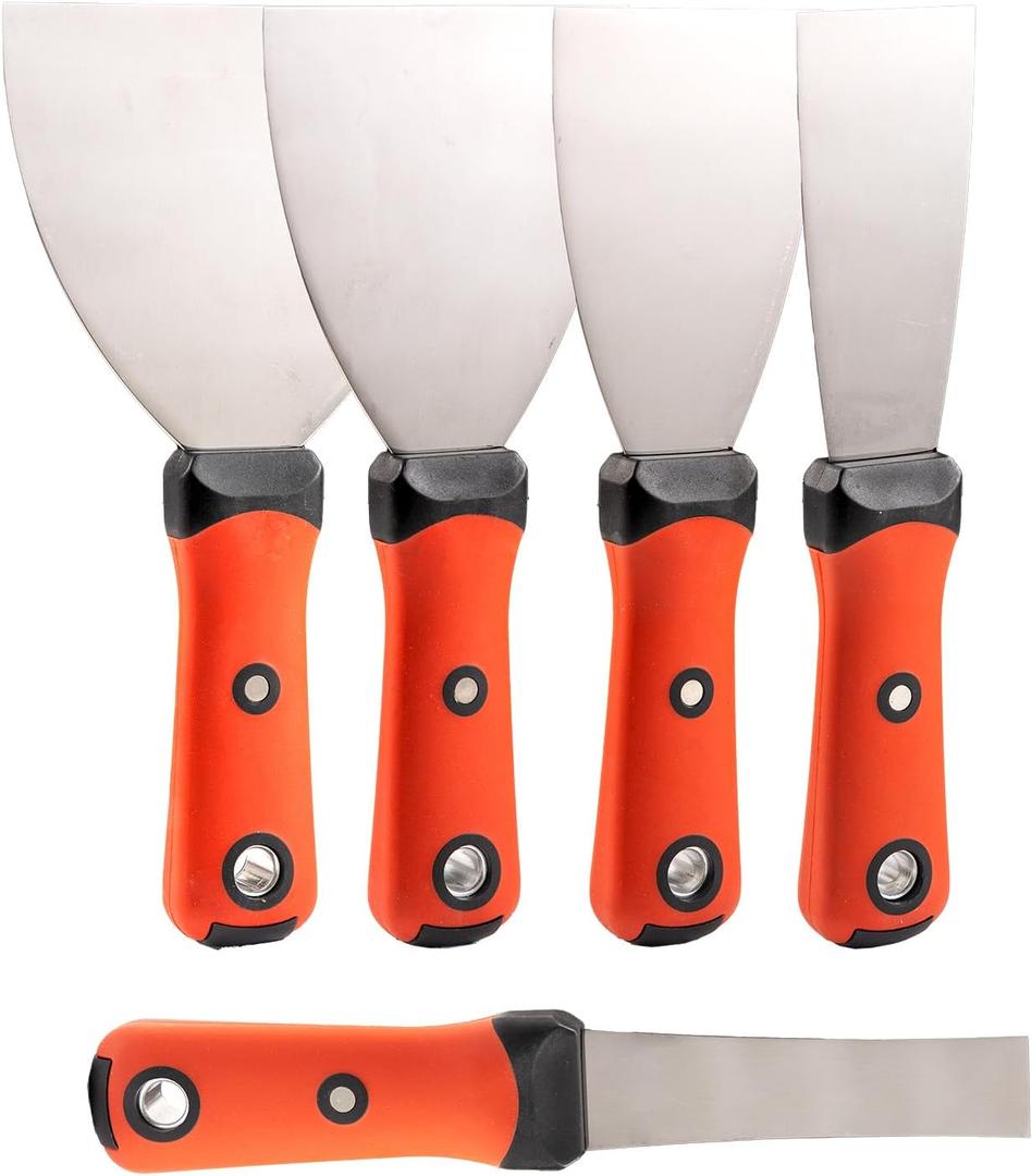 5Pcs Metal Putty Knife Set Spackle Knife Tool Knives Spackling Knife No Rusting For Repairing Drywall Removing Wallpaper Mud Applying Putty Plaster Cement Adhesive