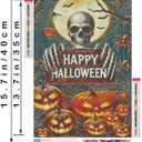 Halloween Skull Pumpkin Diamond Art Kits for Adult, Horror Bat Spider Web Diamond Painting Kits for Beginner, DIY Full Drill Rhinestone Diamond Dots Gem Painting Art Craft Home Decor 12 x16 Inch
