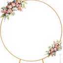 Chamvis Metal Round Balloon Arch Kit, Golden Round Arch Stand Kit: Garden Plants Vines Climbing Frame for Wedding Birthday Photo Background Party Supplies Decorations (6.9FT)